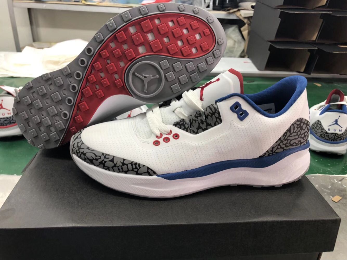 New Jordan 3 Retro Running Shoes White Grey Blue